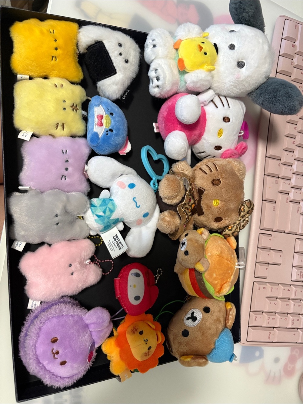 Assorted Plush Keychain Set -(16 pcs) with Sanrio and Rilakkuma
